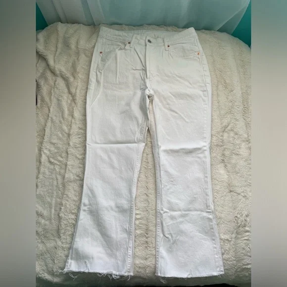 White Jeans with Distressed Hem - Picture 2 of 5
